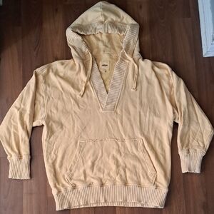 Aerie Women's Soft Yellow V-Neck Hoodie Sweater